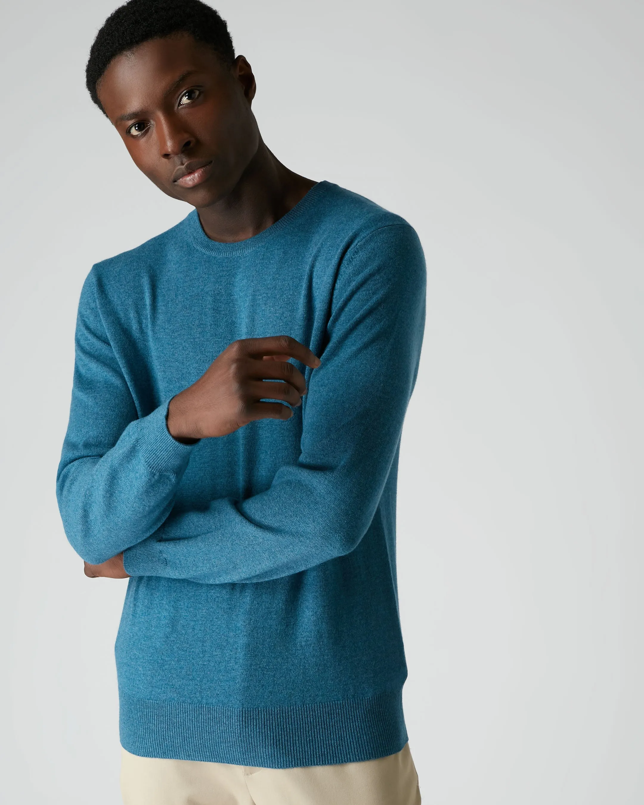 007 Crew Neck Cashmere Jumper Blue Wave