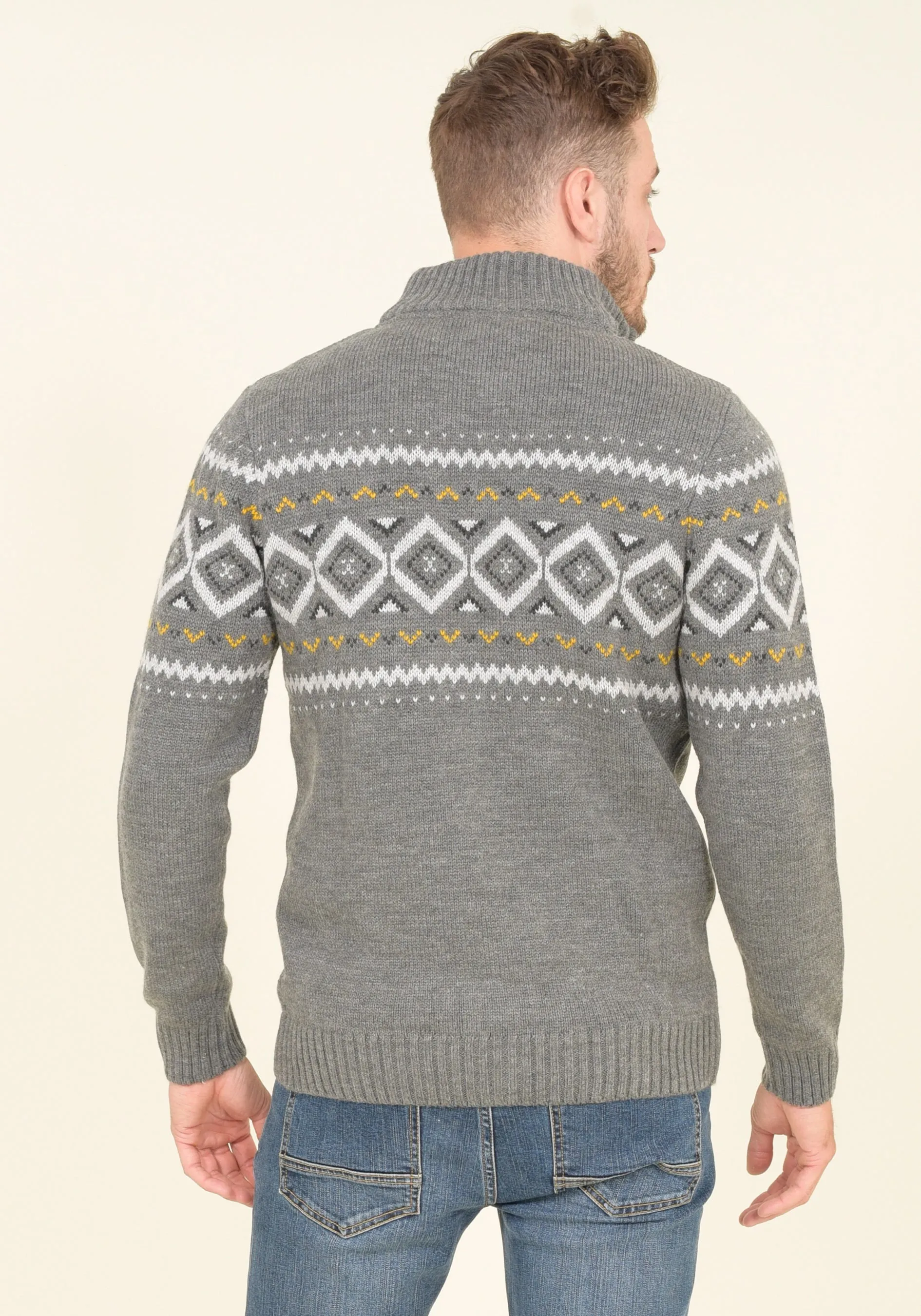 1/4 Zip Fairisle  Jumper Mens