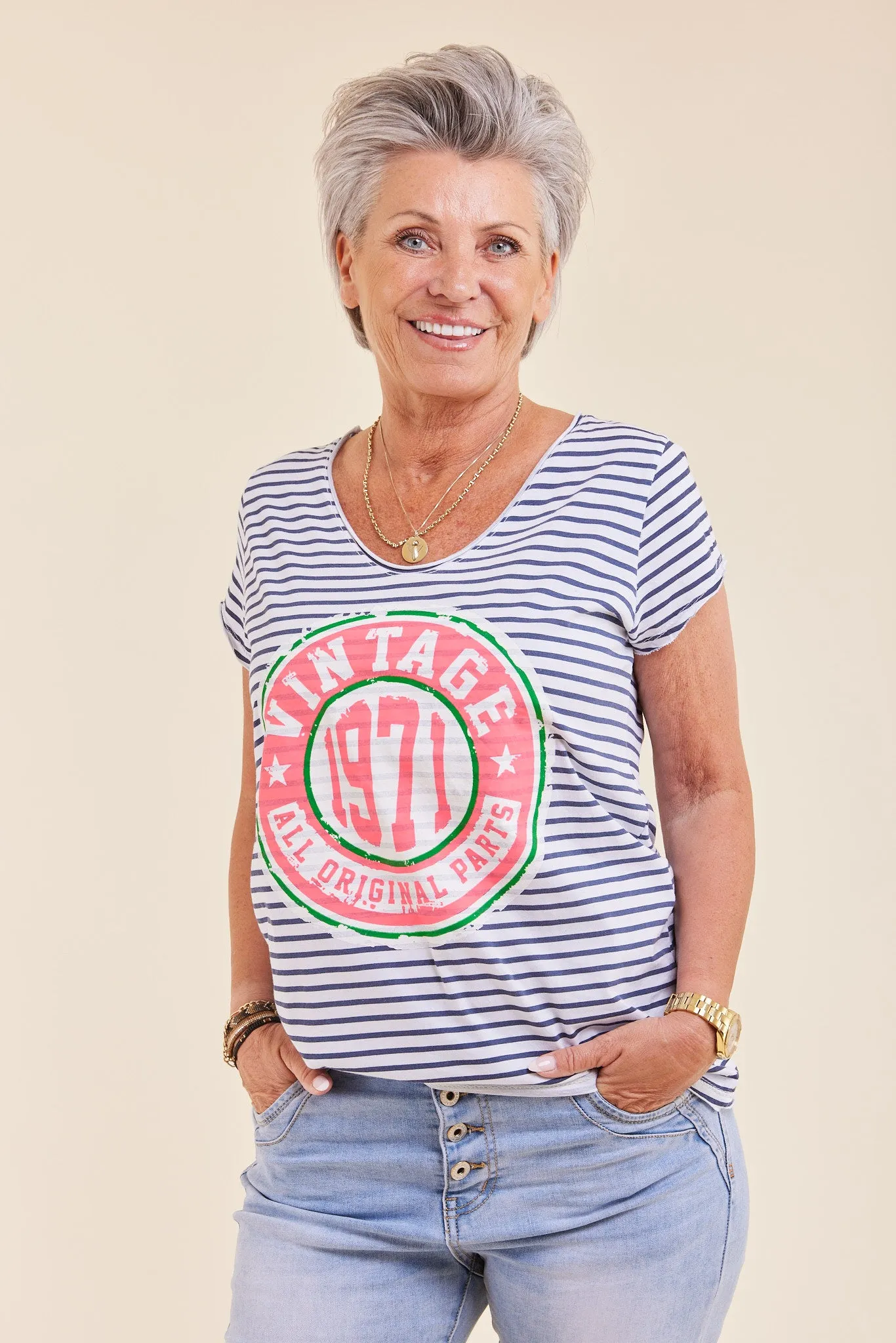 1530 T-shirt | White stripe | T-shirt fra Marta du Chateau