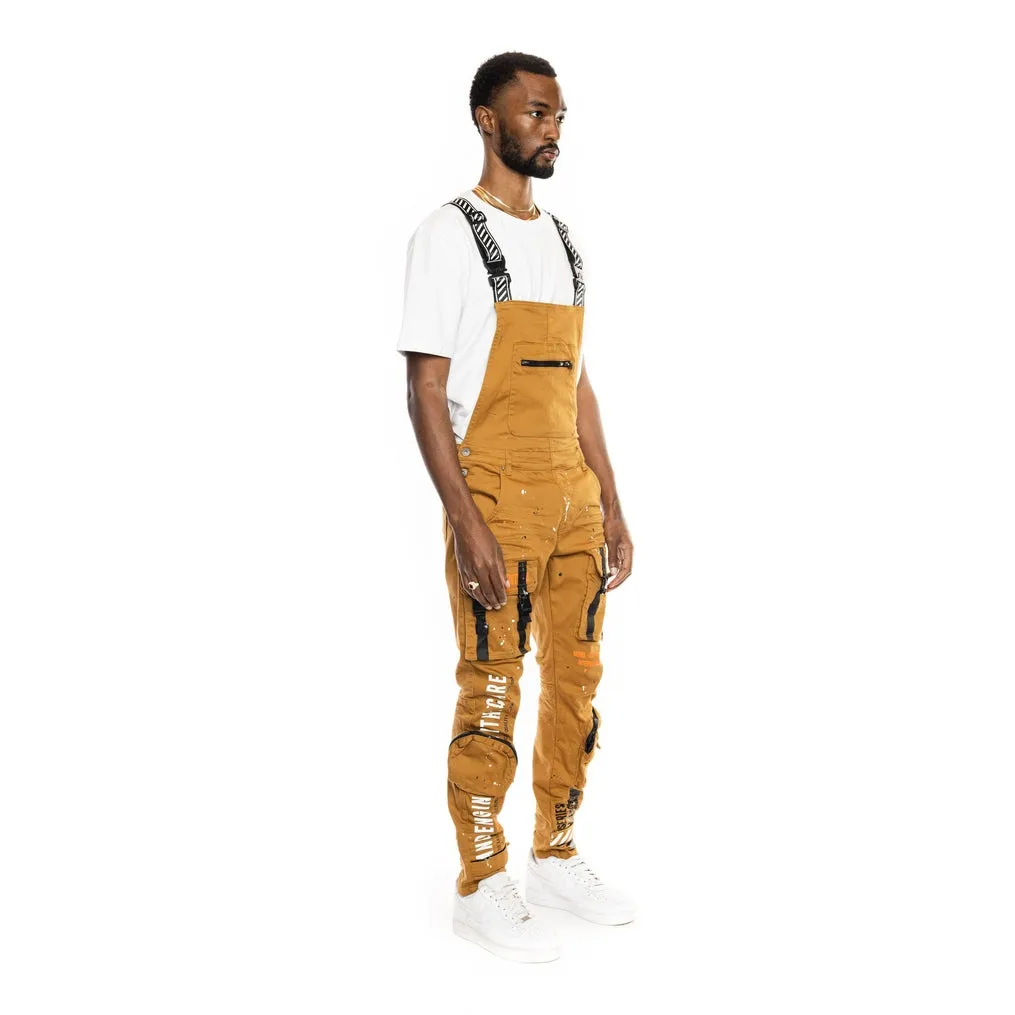 3D Pocket Utility Fashion Overalls - Wheat