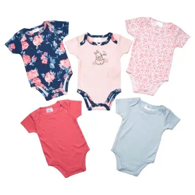 5 Pack Girls Body Suit "Bunny-Hello" (0-9 Months)-JTC8562SG