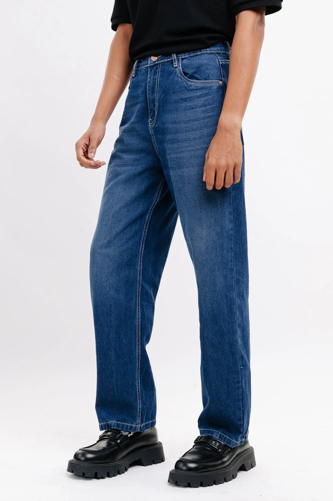 90's Basic Blue Straight Men's Jeans