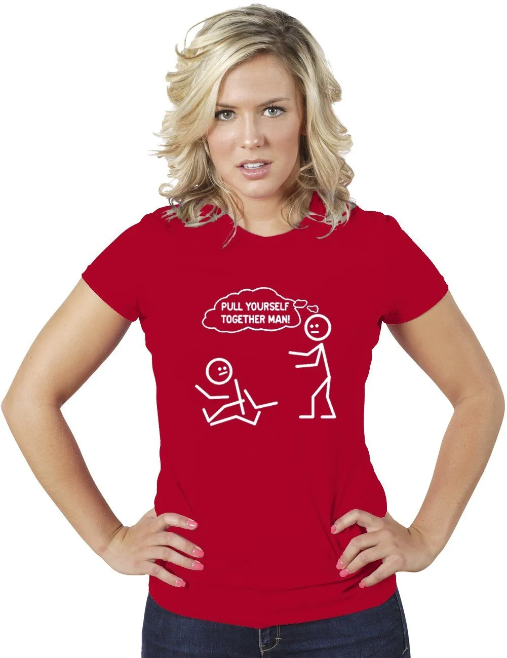 AFONiE Pull Yourself Together Man! Funny Women Tee