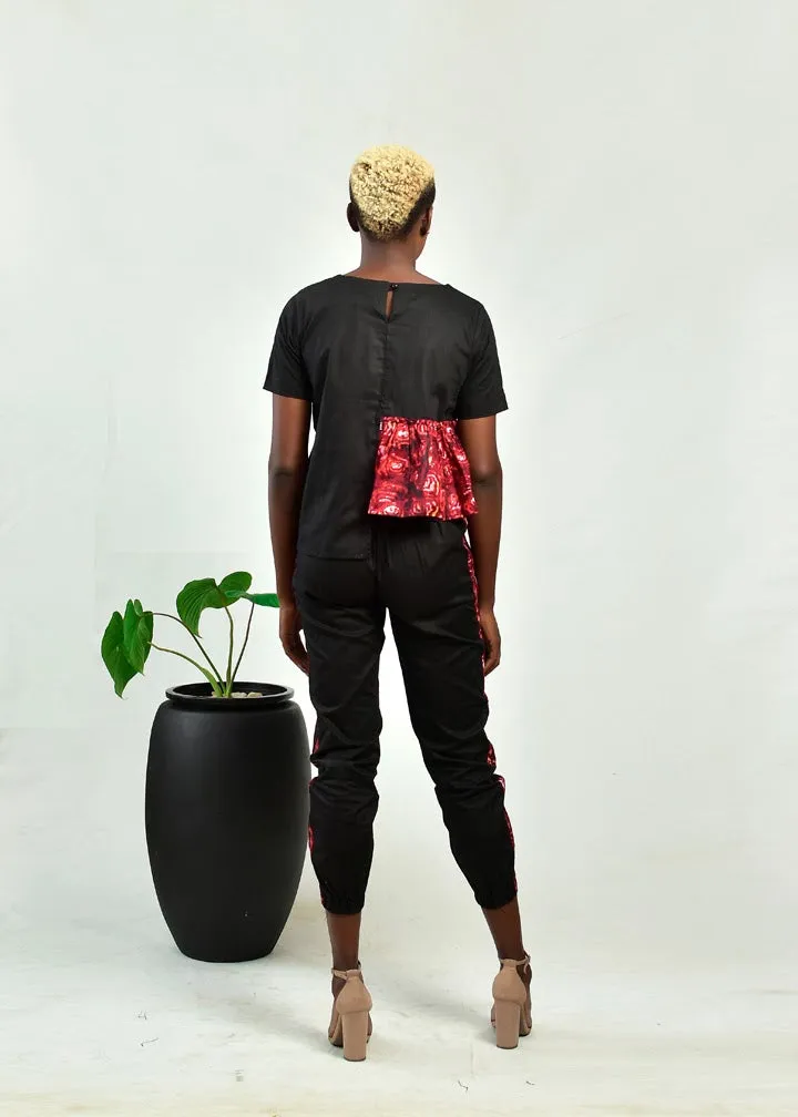 Aimas Adowa top with print gathered Assymetric detail