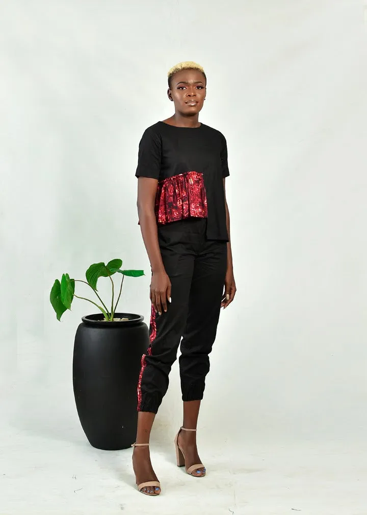 Aimas Adowa top with print gathered Assymetric detail