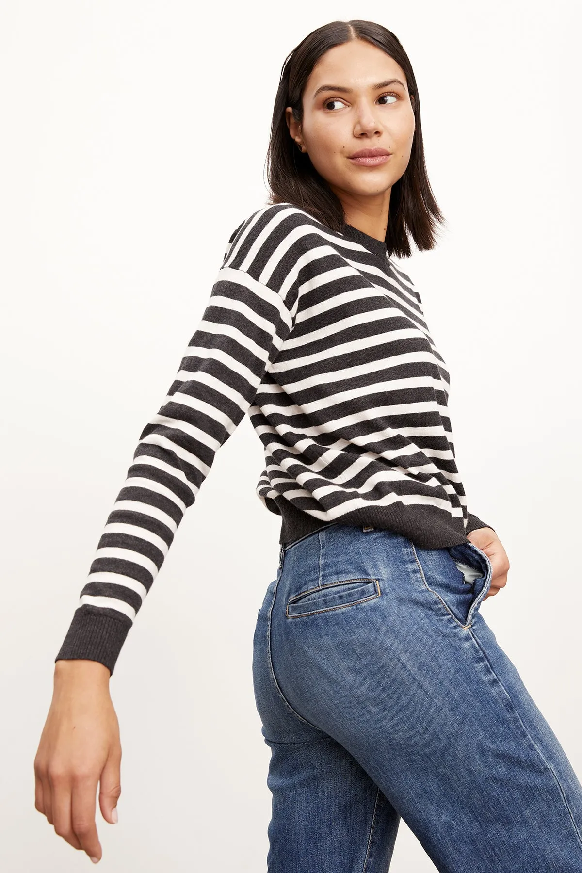 ALISTER STRIPED CREW NECK SWEATER