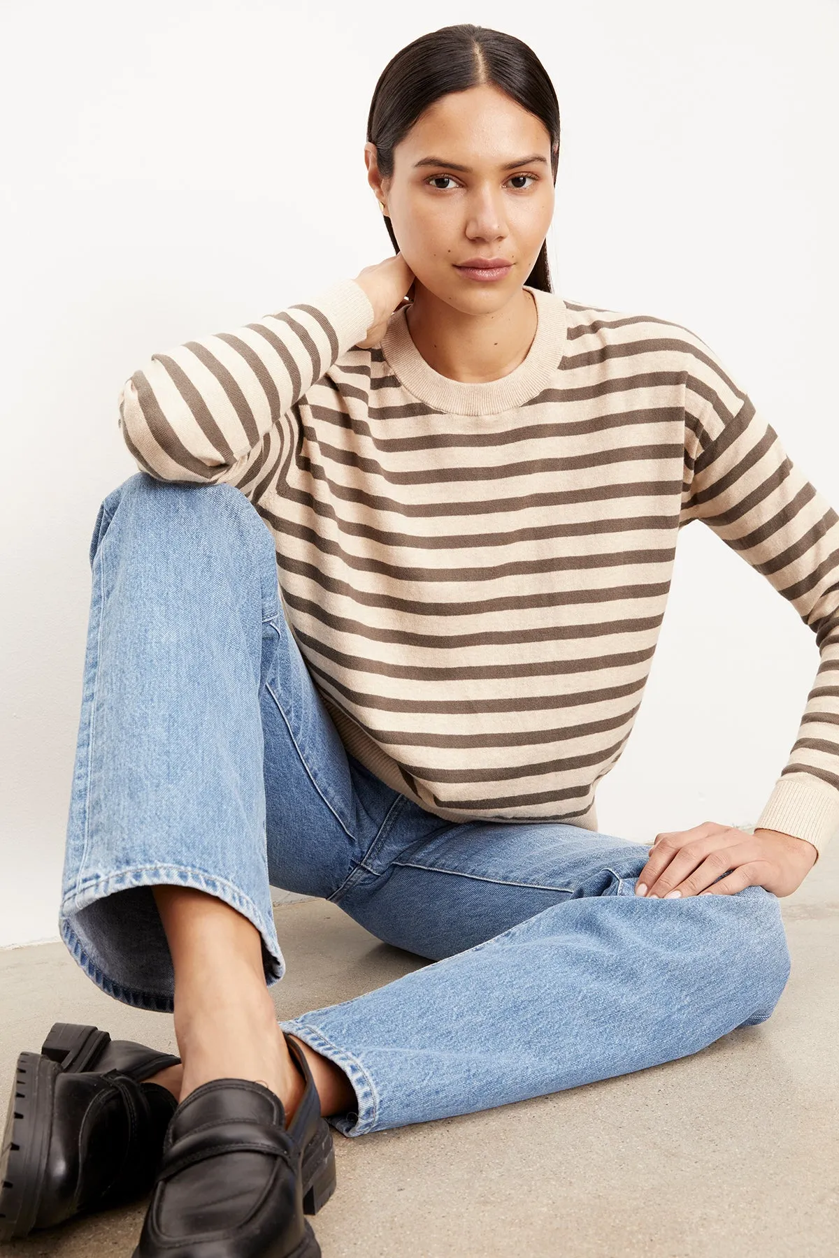 ALISTER STRIPED CREW NECK SWEATER