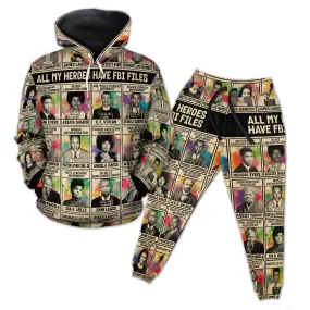 All My Heroes Have FBI Files All-over Hoodie And Joggers Set