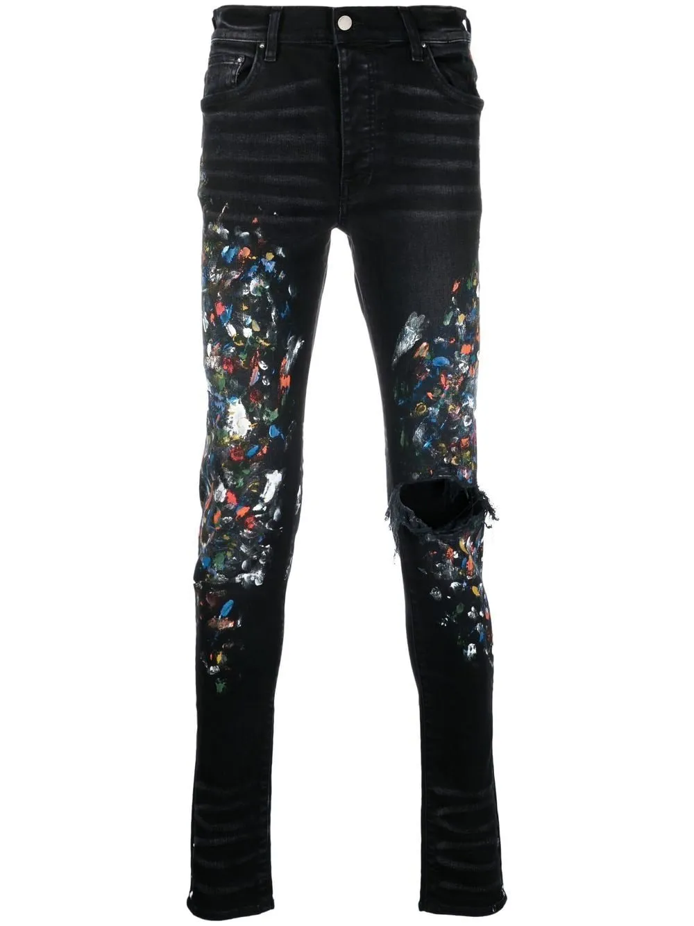 AMIRI Paint Print Distressed Skinny Jeans