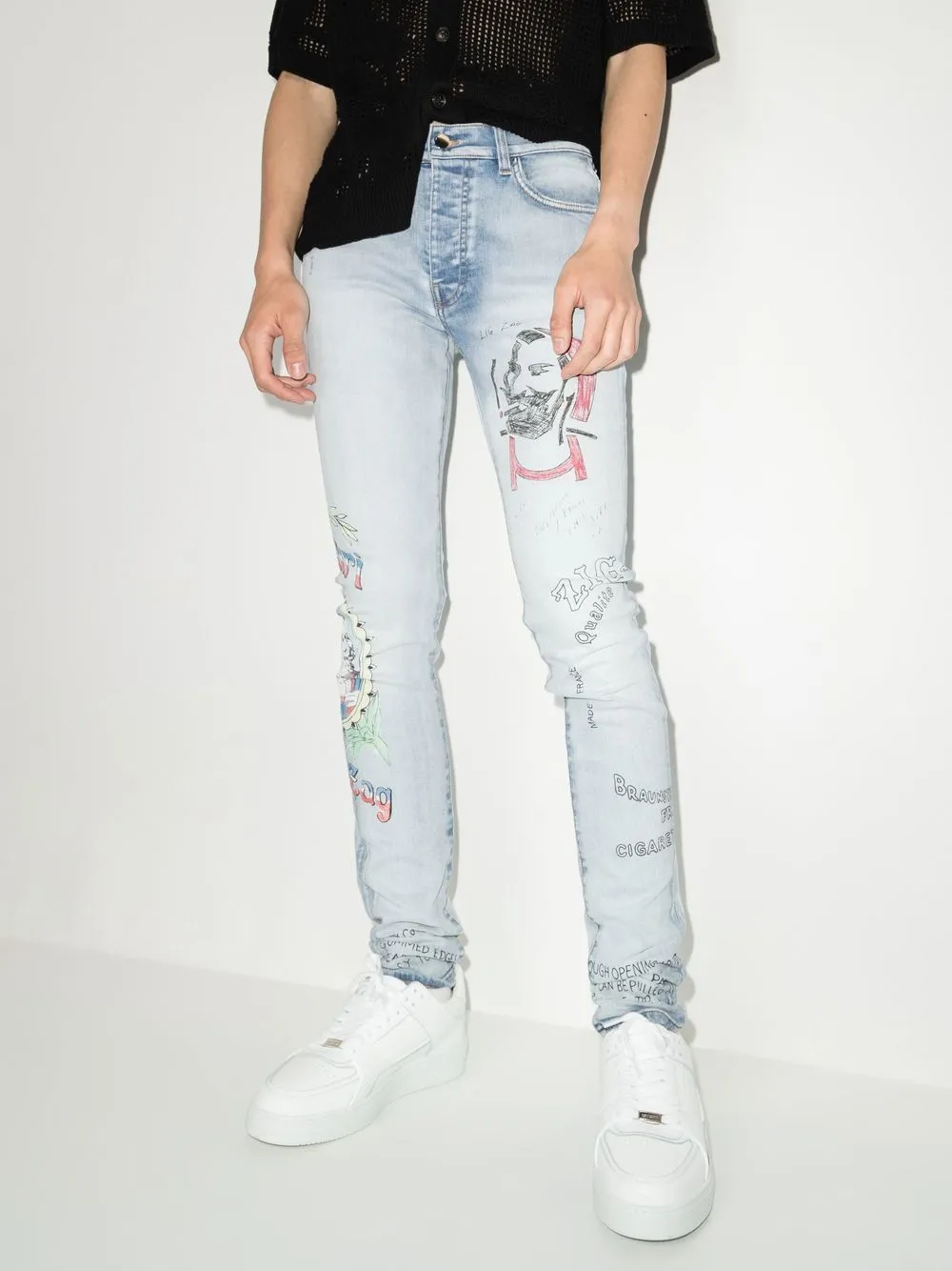 AMIRI x Zig Zag Motif-Print Skinny Jeans