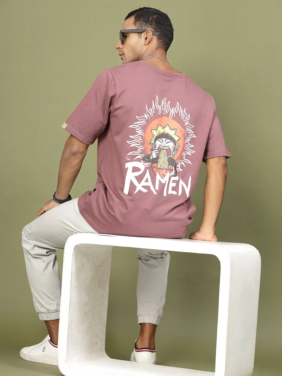 Anime Ramen Print Oversized T-Shirt