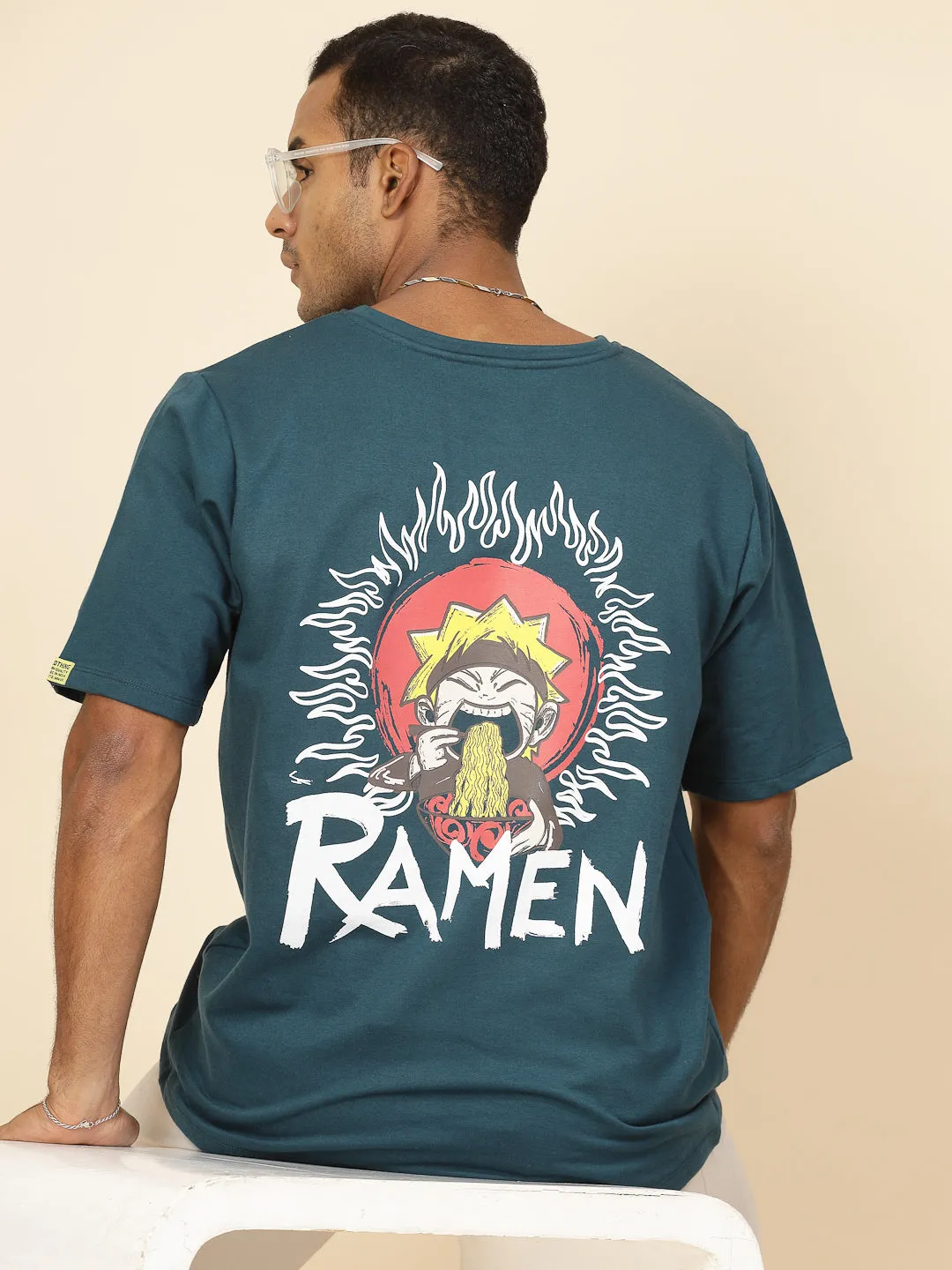 Anime Ramen Print Oversized T-Shirt