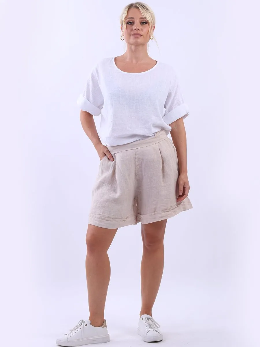 Anne   Kate Italian Casual Plain Linen Shorts