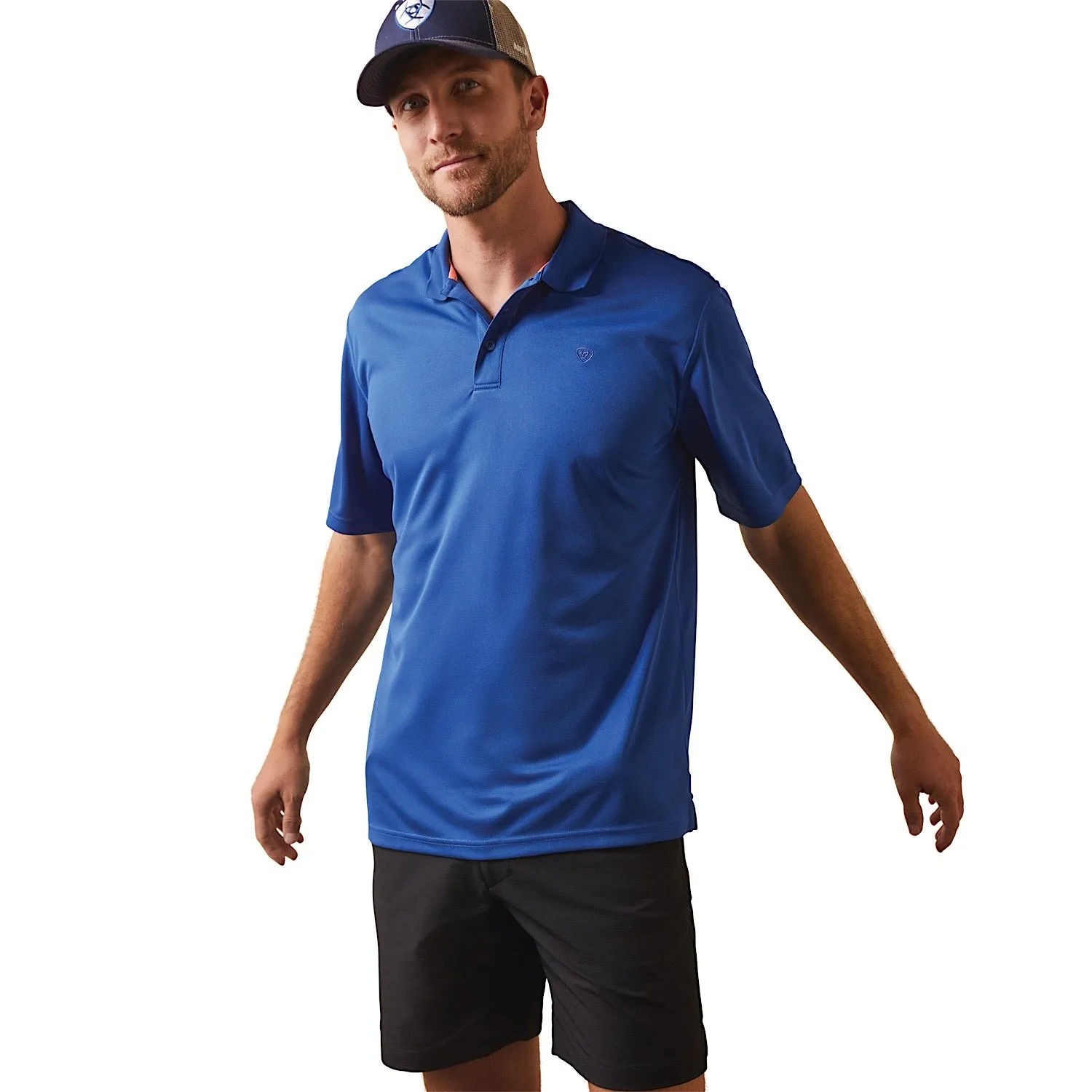 Ariat Mens TEK S/S Polo Monaco Blue