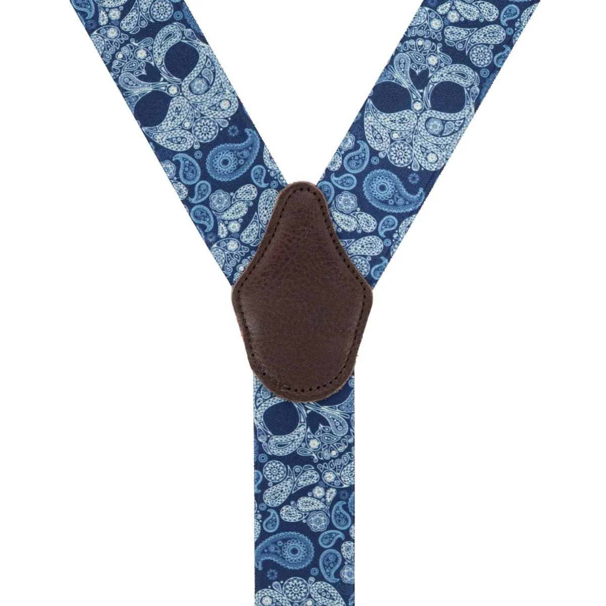 Ascentix Men's Paisley Skulls Convertible Clip End Suspenders