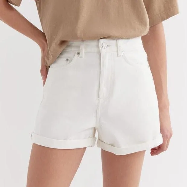 Assembly Label High Waist Rolled Hem Short - Antique White