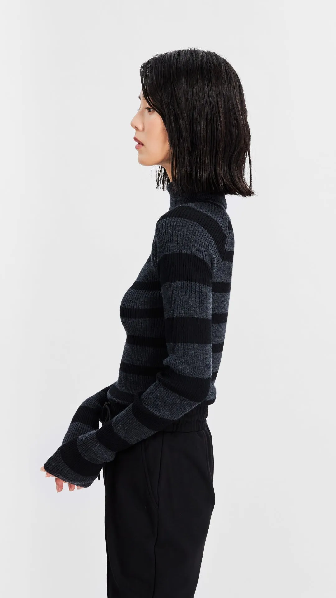 Asymmetric Striped Pullover