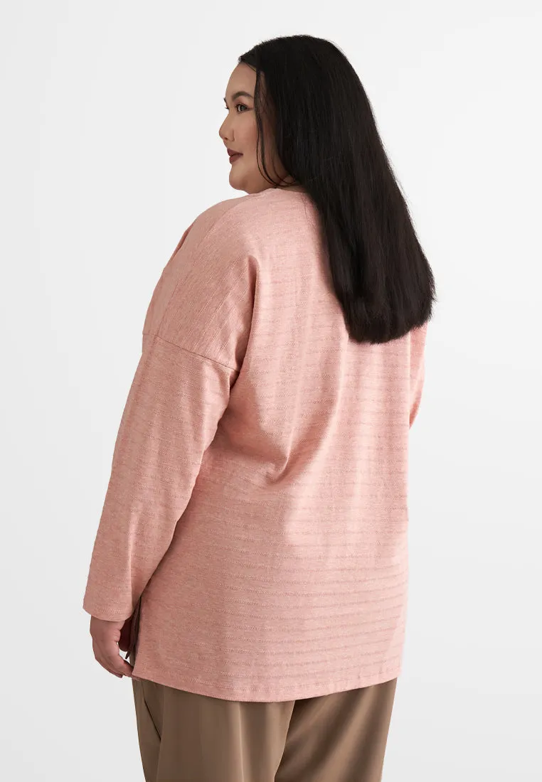 Aurelie Drop Shoulder Stripes Top - Peach