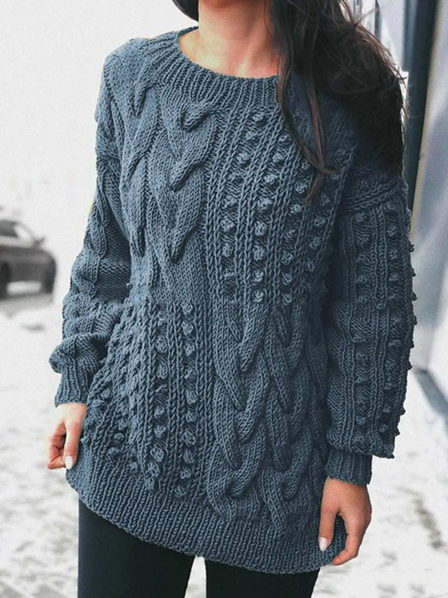 Autumn And Winter Warm Long Sleeve Round Neck Sweater