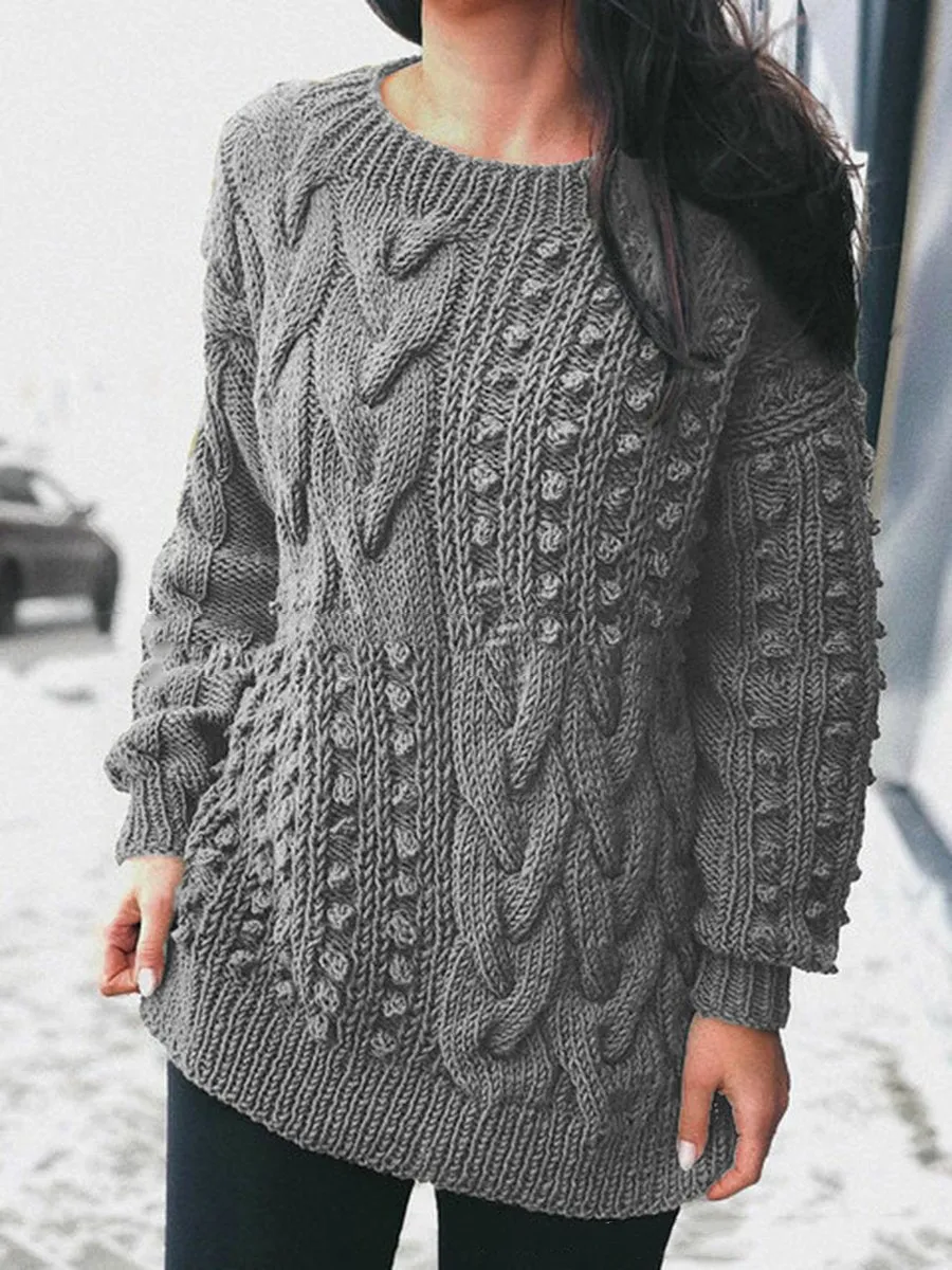 Autumn And Winter Warm Long Sleeve Round Neck Sweater