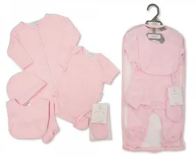 Baby 5 pcs Gift Set in Mesh Bag - Plain Pink (3-6 Months) Gp-25-1047