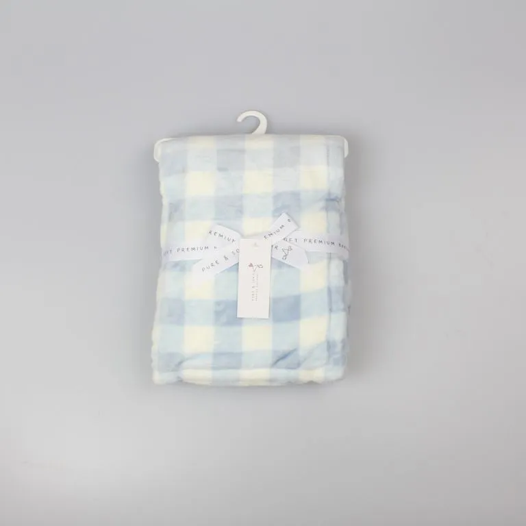 BABY BLUE STRIPE PRINT PLUSH FLEECE WITH SHERPA WRAP  (75x100c) (PK6)G13071