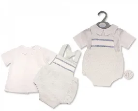 Baby Boys 2 pcs Dungaree Set with Smocking - (0-12 Months) (PK6) Bis-2120-6060