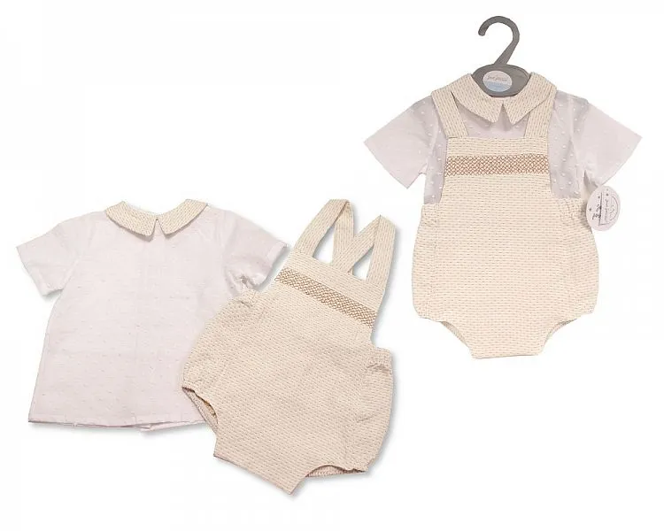 Baby Boys 2 pcs Dungaree Set with Smocking - (0-12 Months) (PK6) Bis-2120-6063