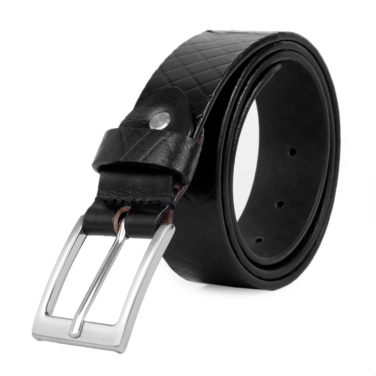 Bacca Bucci Genuine Textured Leather Belt for Casual Jeans & Dress with elegant Steel buckle