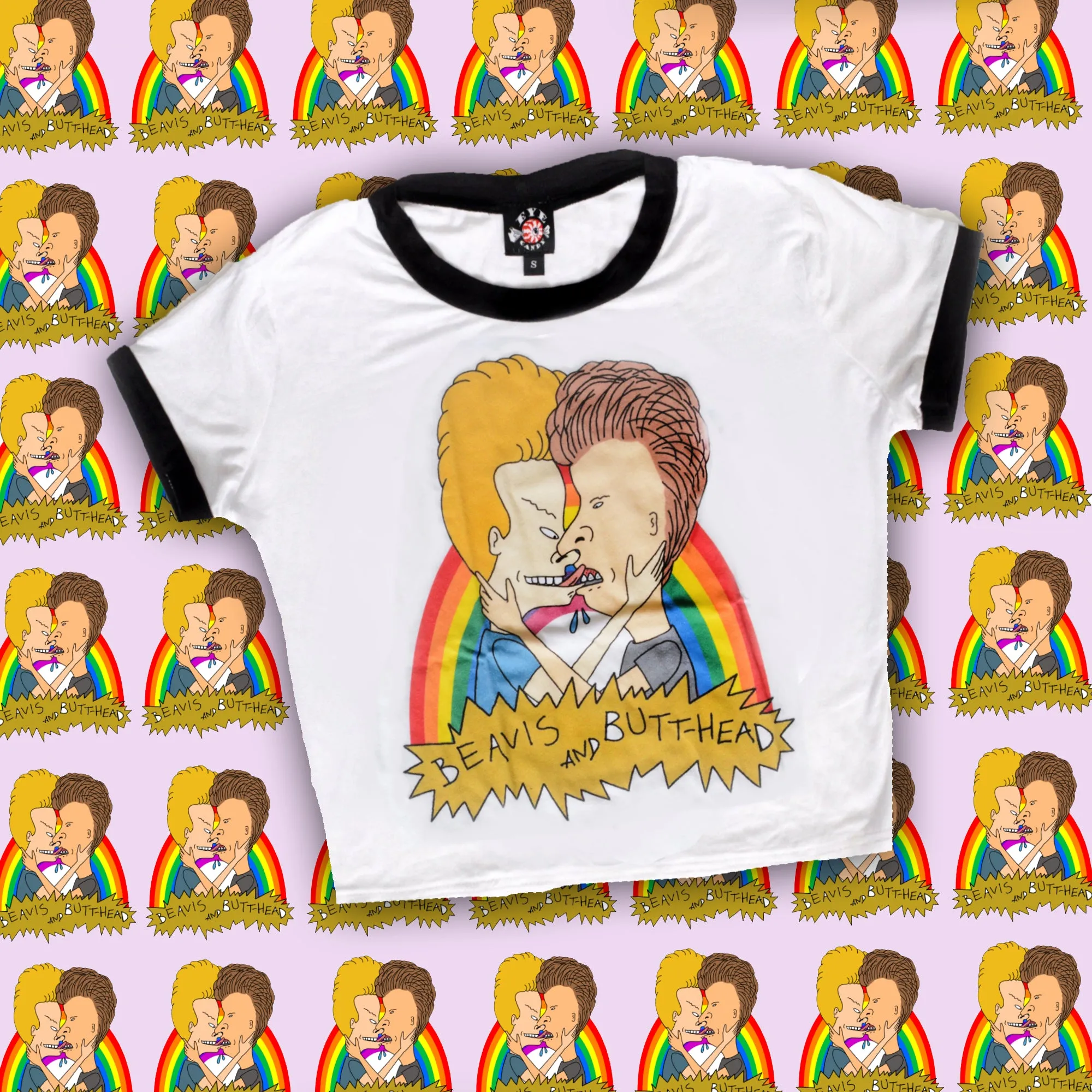 Beavis and Butthead Kiss Ringer Tee