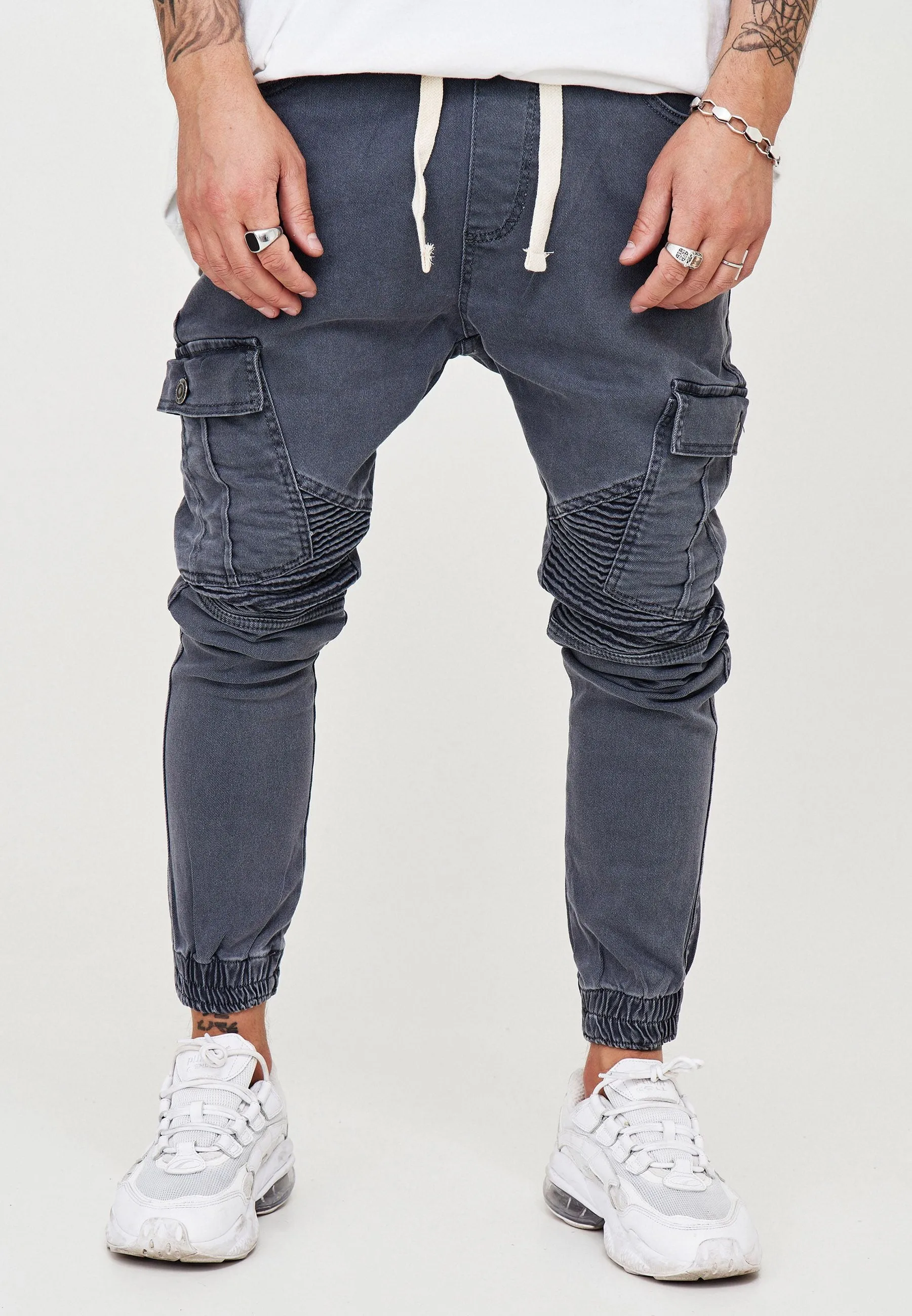 Behype. Biker Jeans Chino Dunkelgrau RJ-2276