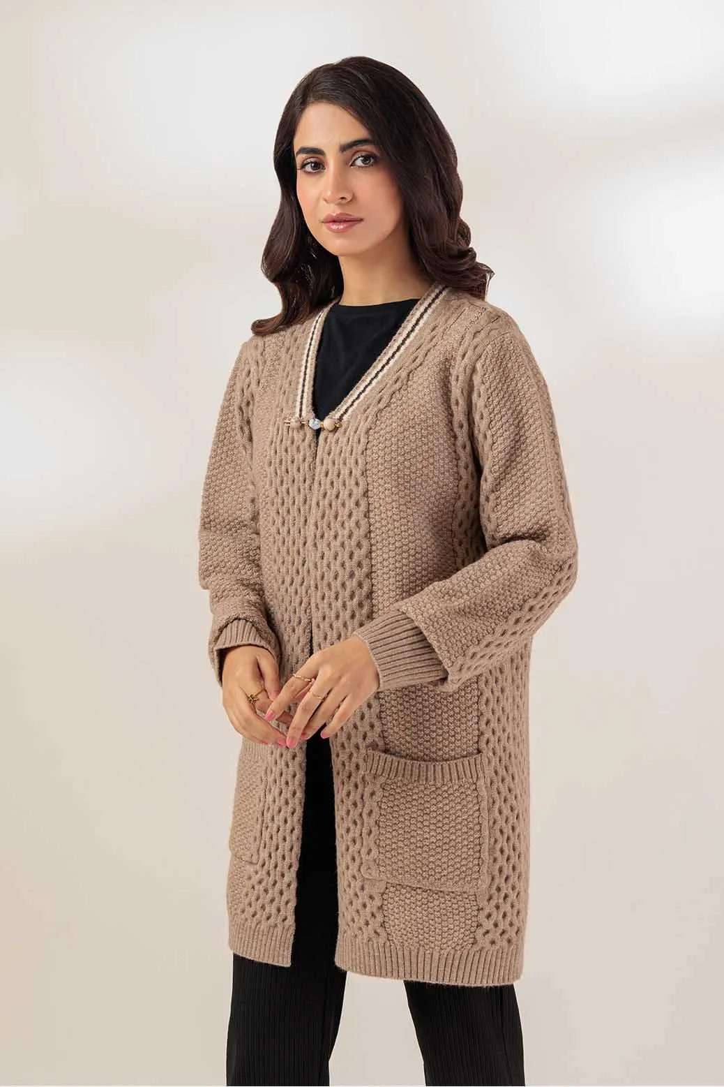 BEIGE-FULL SLEEVE-SWEATER (23W-049-65)