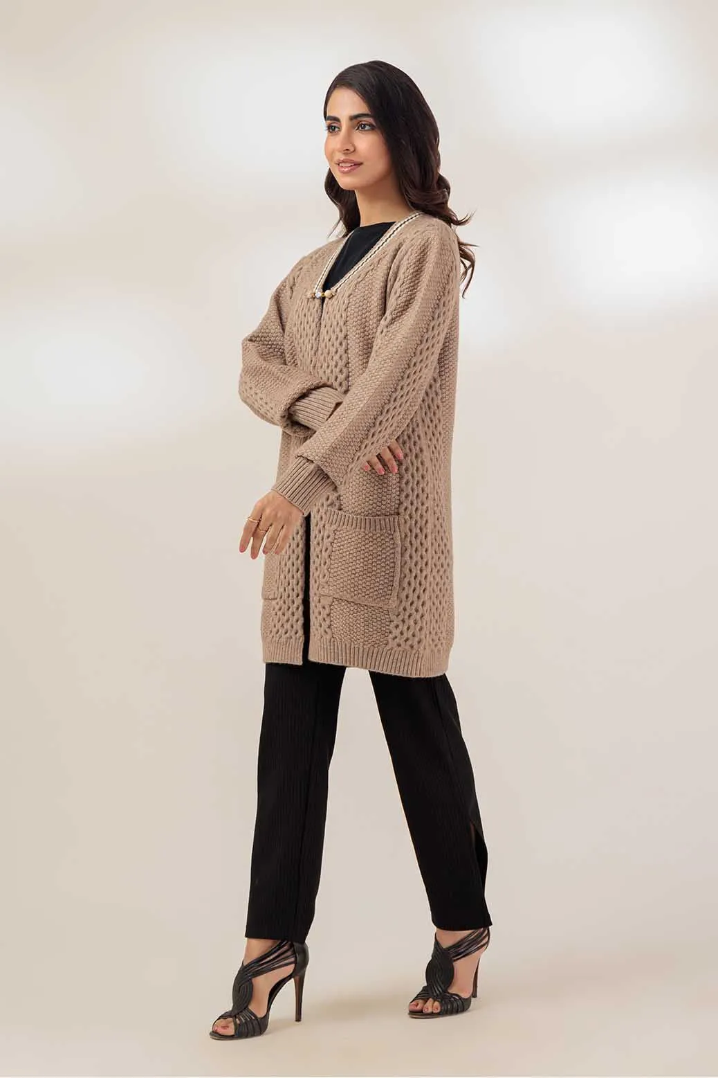 BEIGE-FULL SLEEVE-SWEATER (23W-049-65)