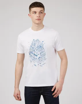 Ben Sherman London To Brighton Print White T-Shirt