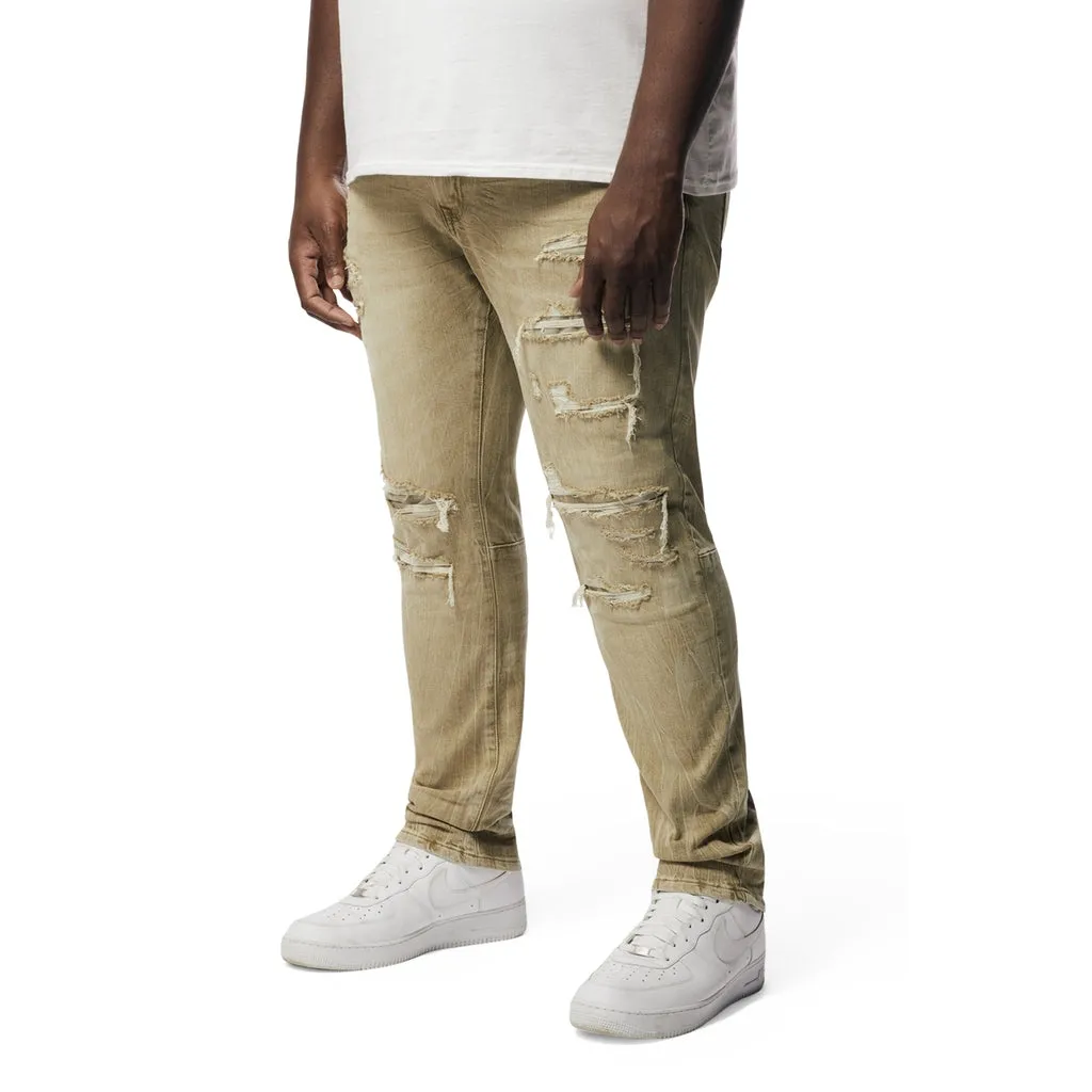 Big and Tall - Rip & Repaired Color Jeans - Light Oak