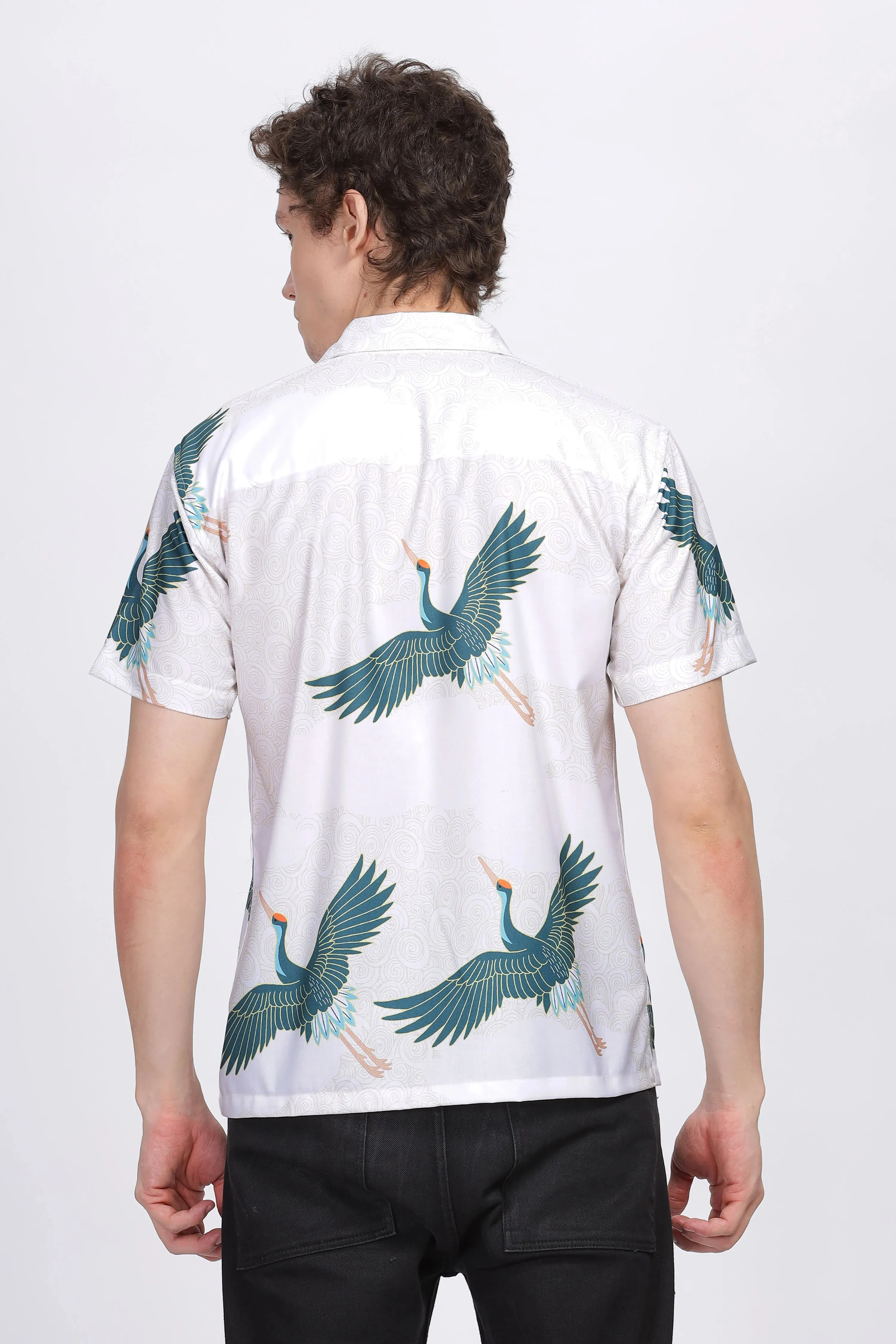 Bird printed short sleeve shirt for men