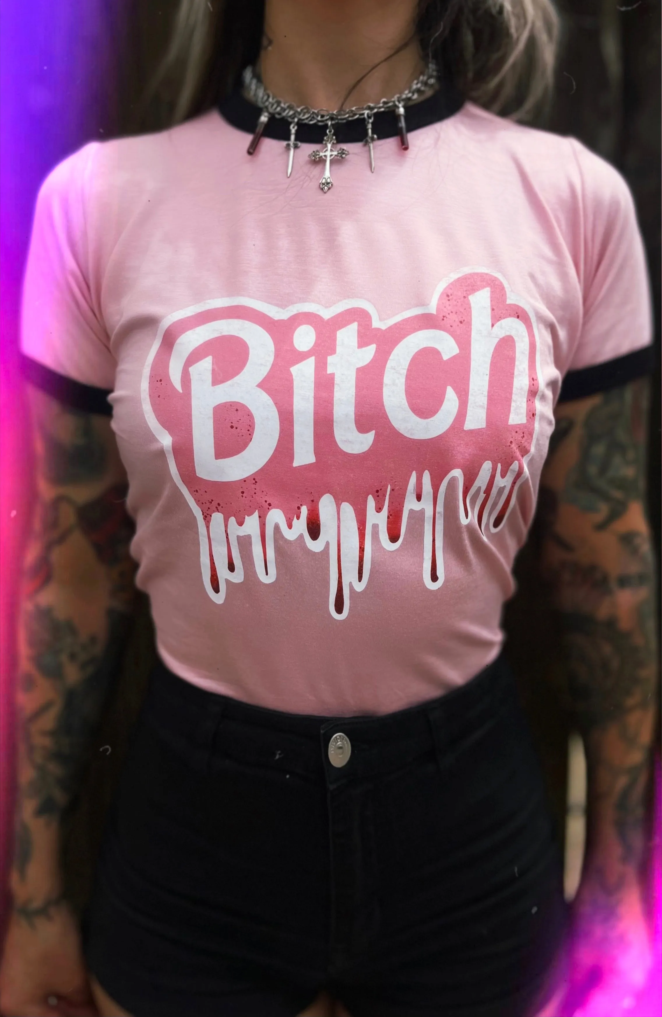 Bitch - Barbie Ringer Tee