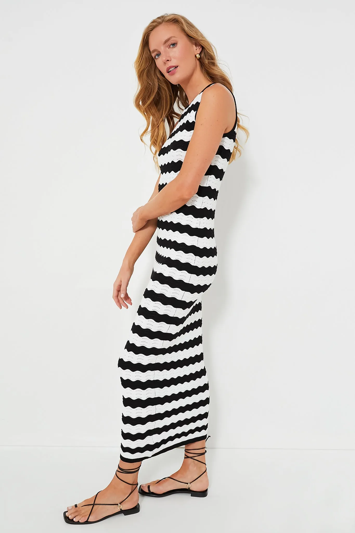 Black & White Wavy Knit Stripe Wilder Dress