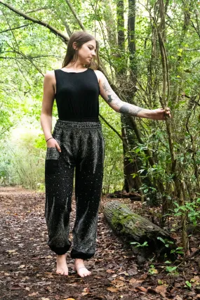 Black Peacock Light Feather Harem Pants