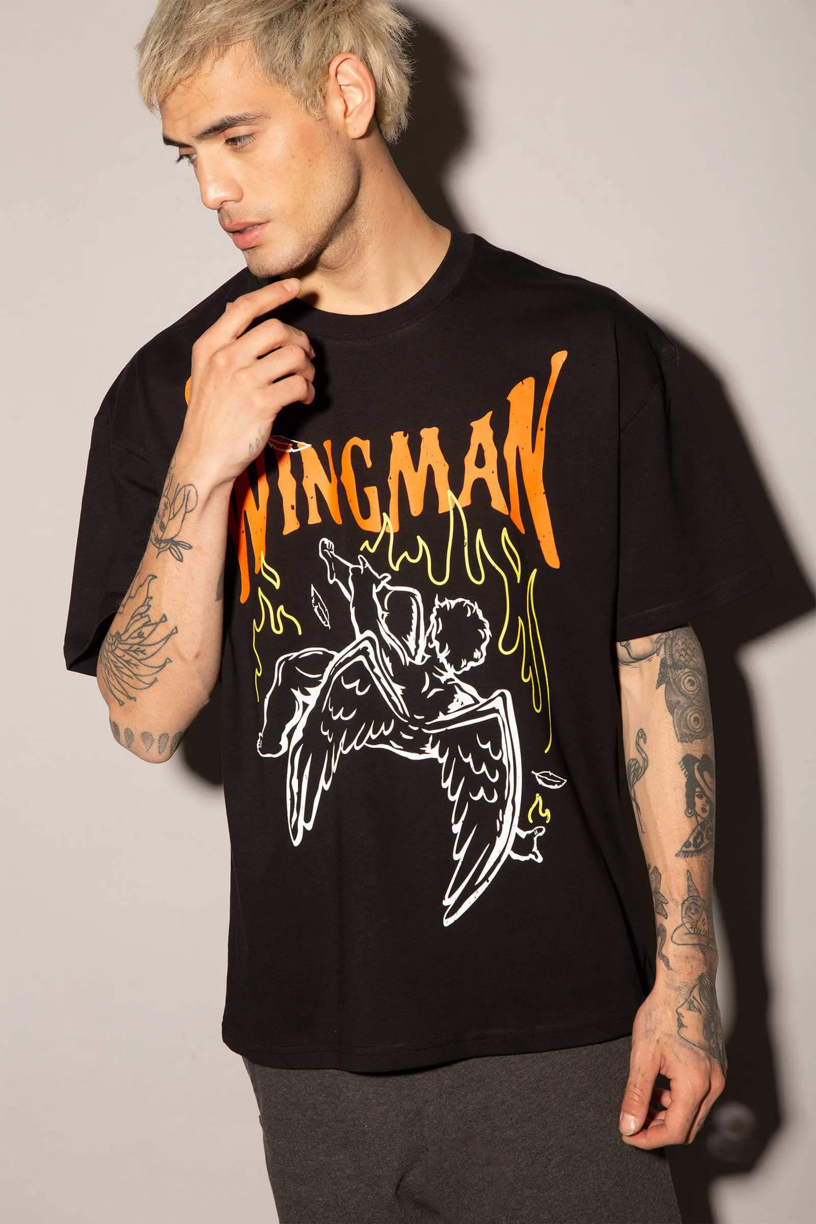 Black Wingman Oversized T-Shirt