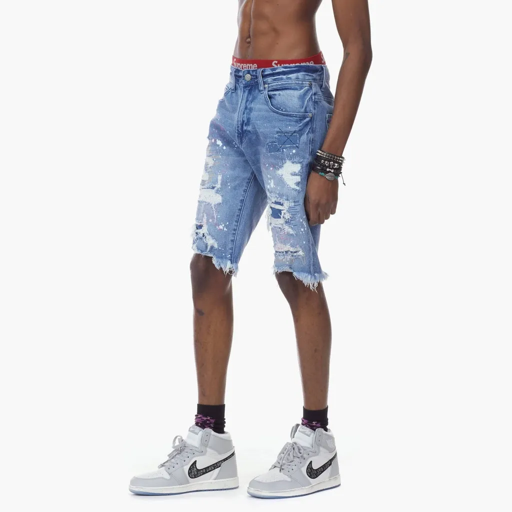 Bleunoir Patched Mending Jean Shorts - Turner Blue