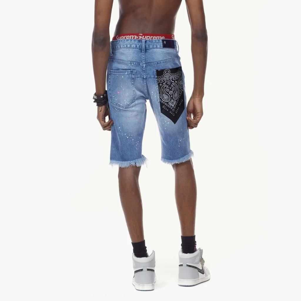 Bleunoir Patched Mending Jean Shorts - Turner Blue