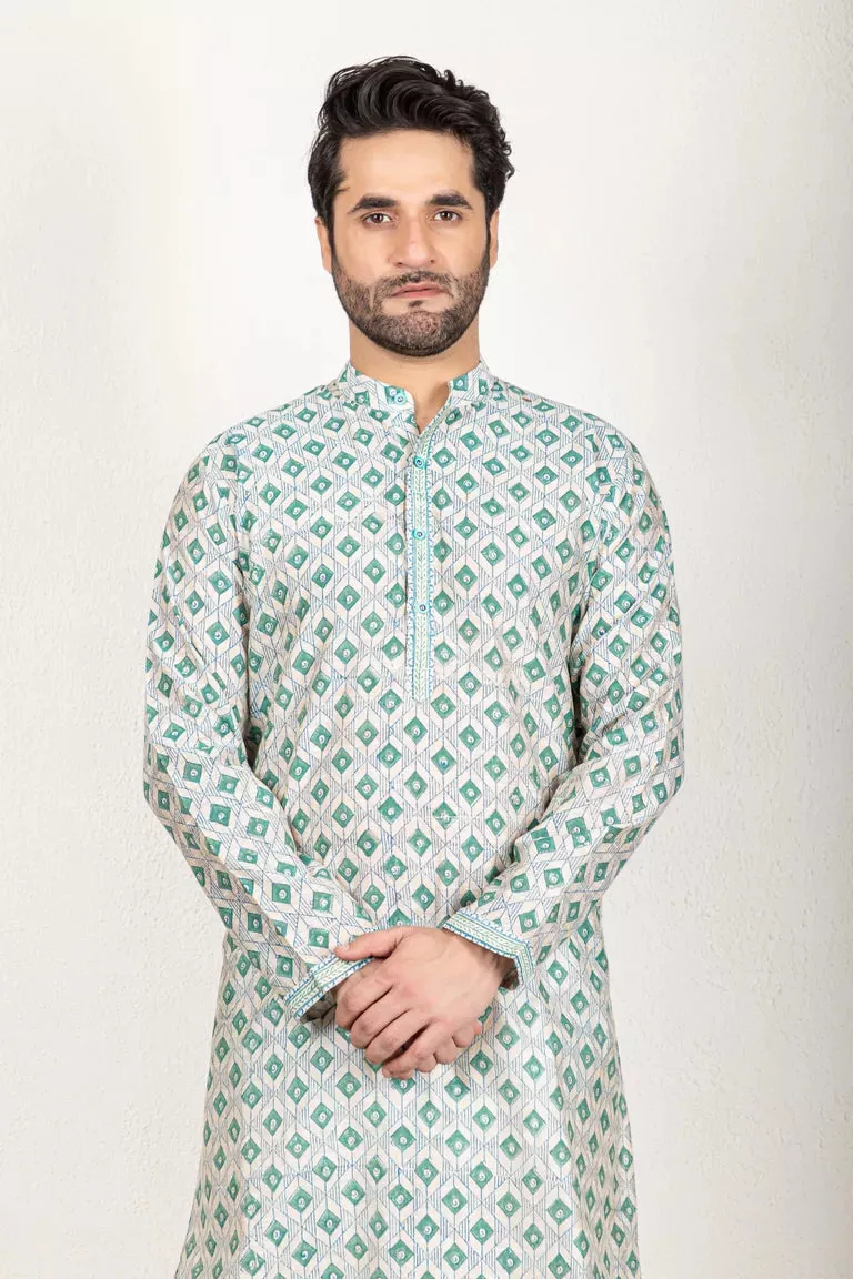 Blue Chanderi Kurta