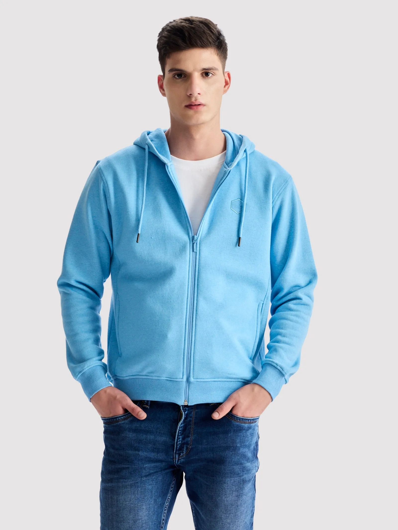 Blue Fleece Hooded Sweatshirt