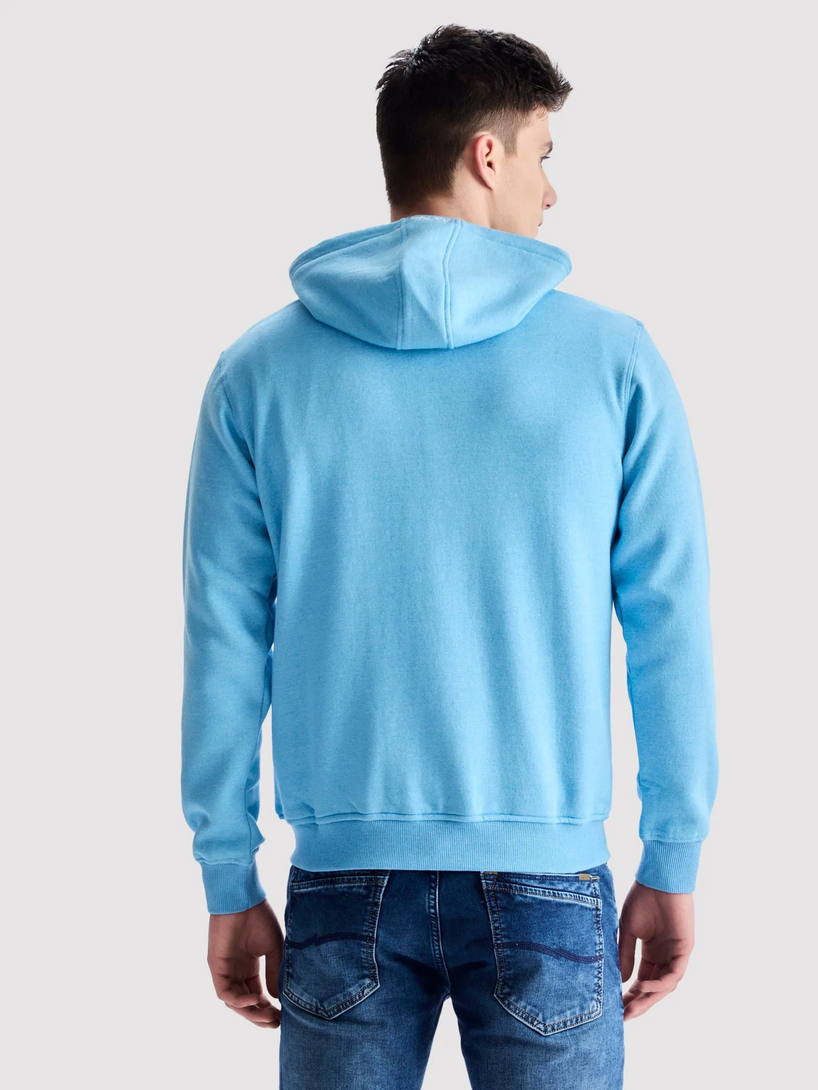 Blue Fleece Hooded Sweatshirt