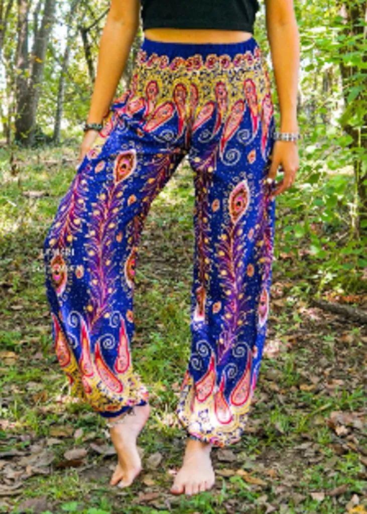 Blue Fun Peacock Harem Pants