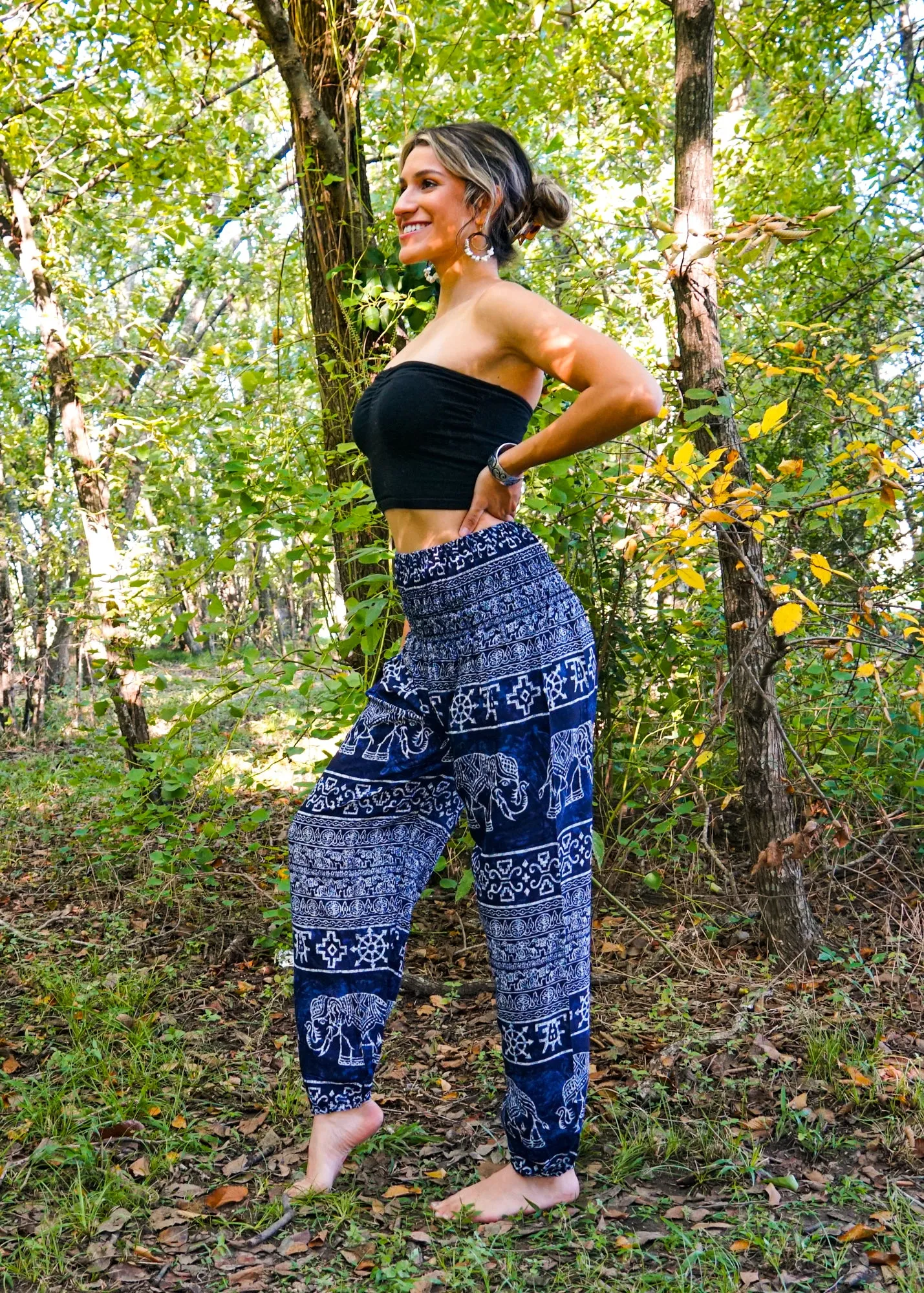 Blue Marble Elephant Harem Pants