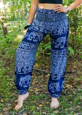 Blue Marble Elephant Harem Pants