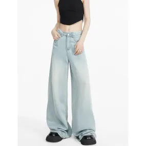 Blue Tencel Summer Wide Leg Floor-Mopping Pants