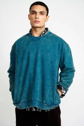 Bottle Green Faded Effect Sweatshirt